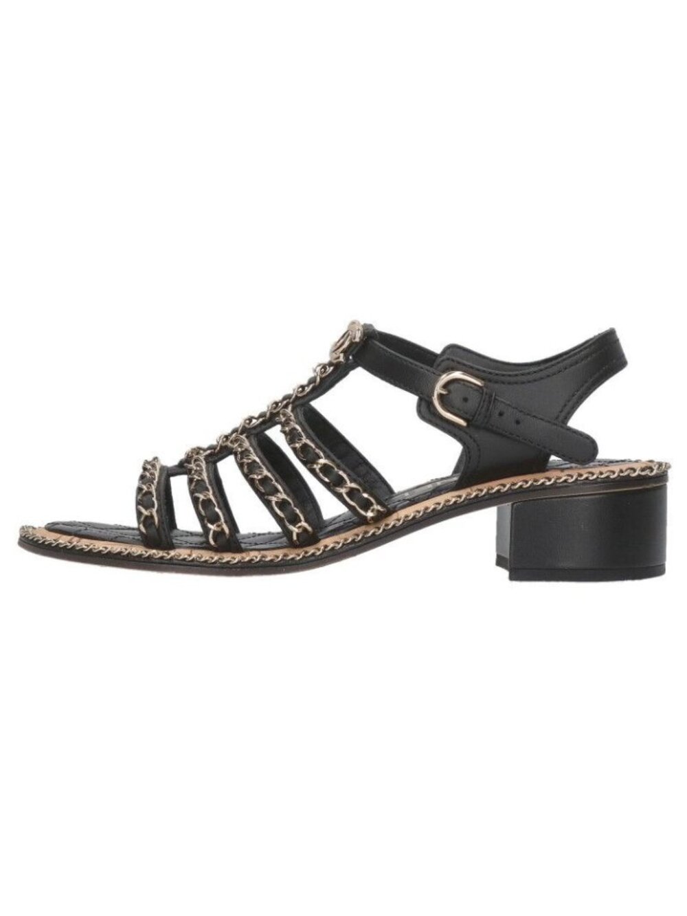 ★SOLD★ Chanel Chain Cork Sole Sandals 36.5 - Picture 2 of 5